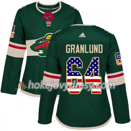 Dámské Hokejový Dres Minnesota Wild Mikael Granlund 64 2017-2018 USA Flag Fashion Zelená Adidas Authentic